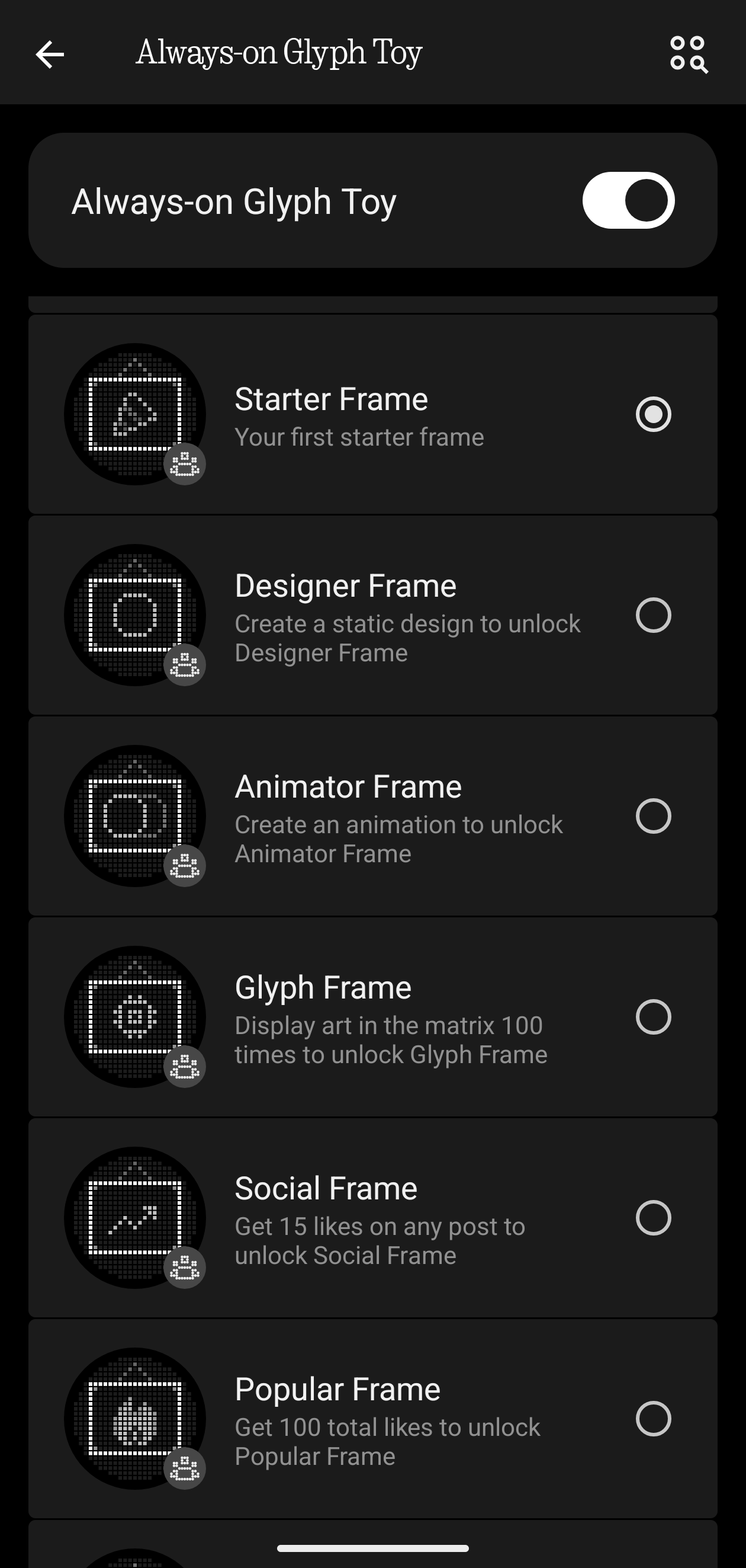 Selecting a single Always-on Glyph Toy on Phone 4a Pro