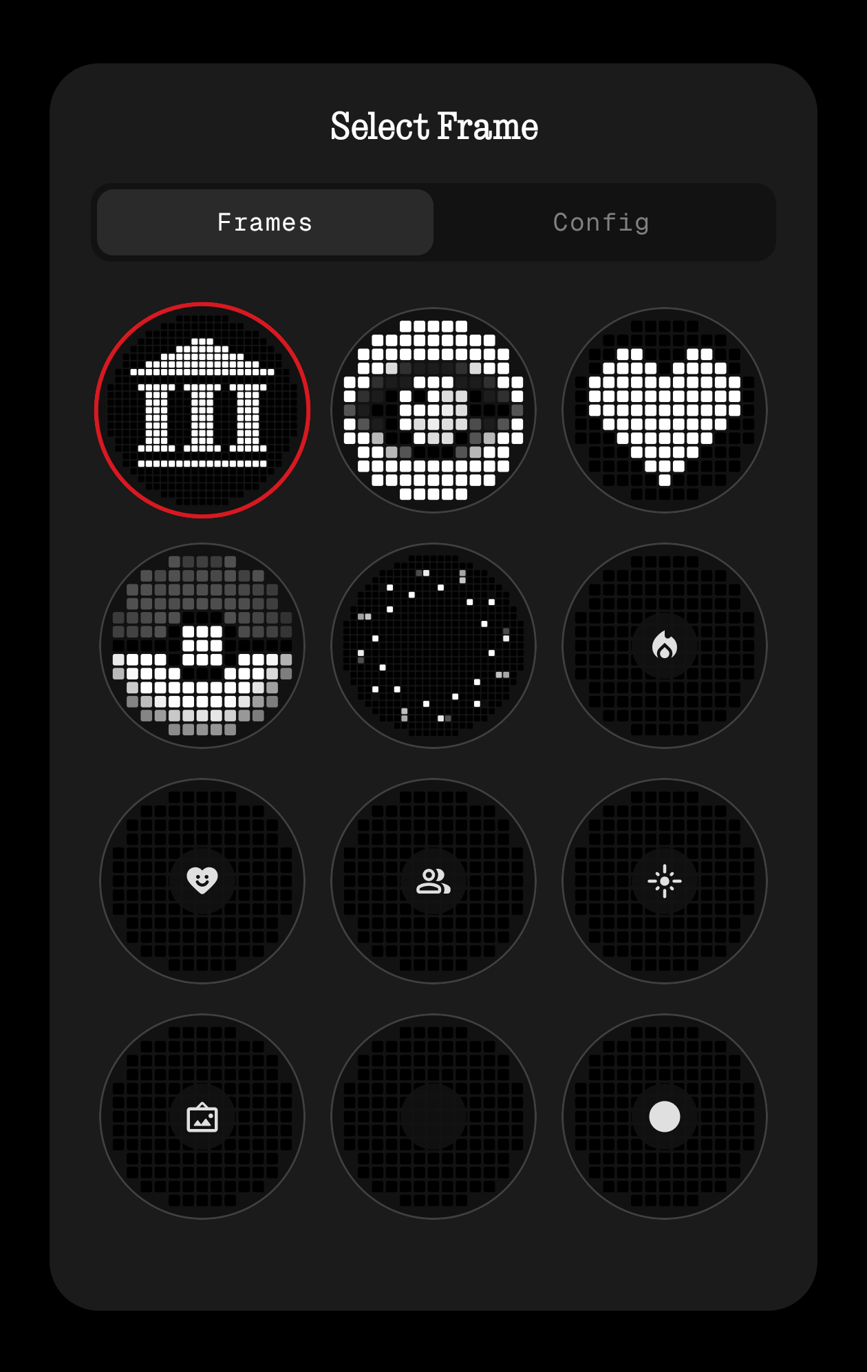 Frame selector popup